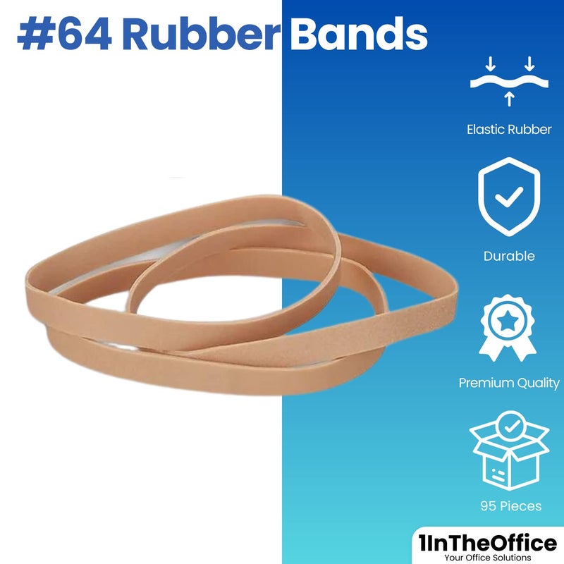 1InTheOffice Rubber Band Size 64  Rubber Bands #64  Thick Rubber Bands  Heavy Duty Rubber Bands  Beige  Size 64  95 Pack - Image 2